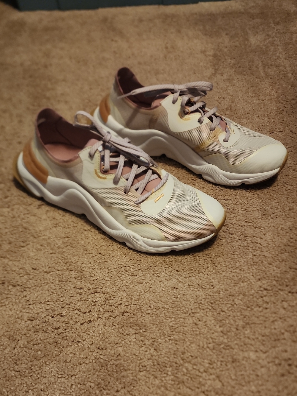 Sorel Women's Chunky Sneakers in Cream, Blush, Champagne Pink Size 10